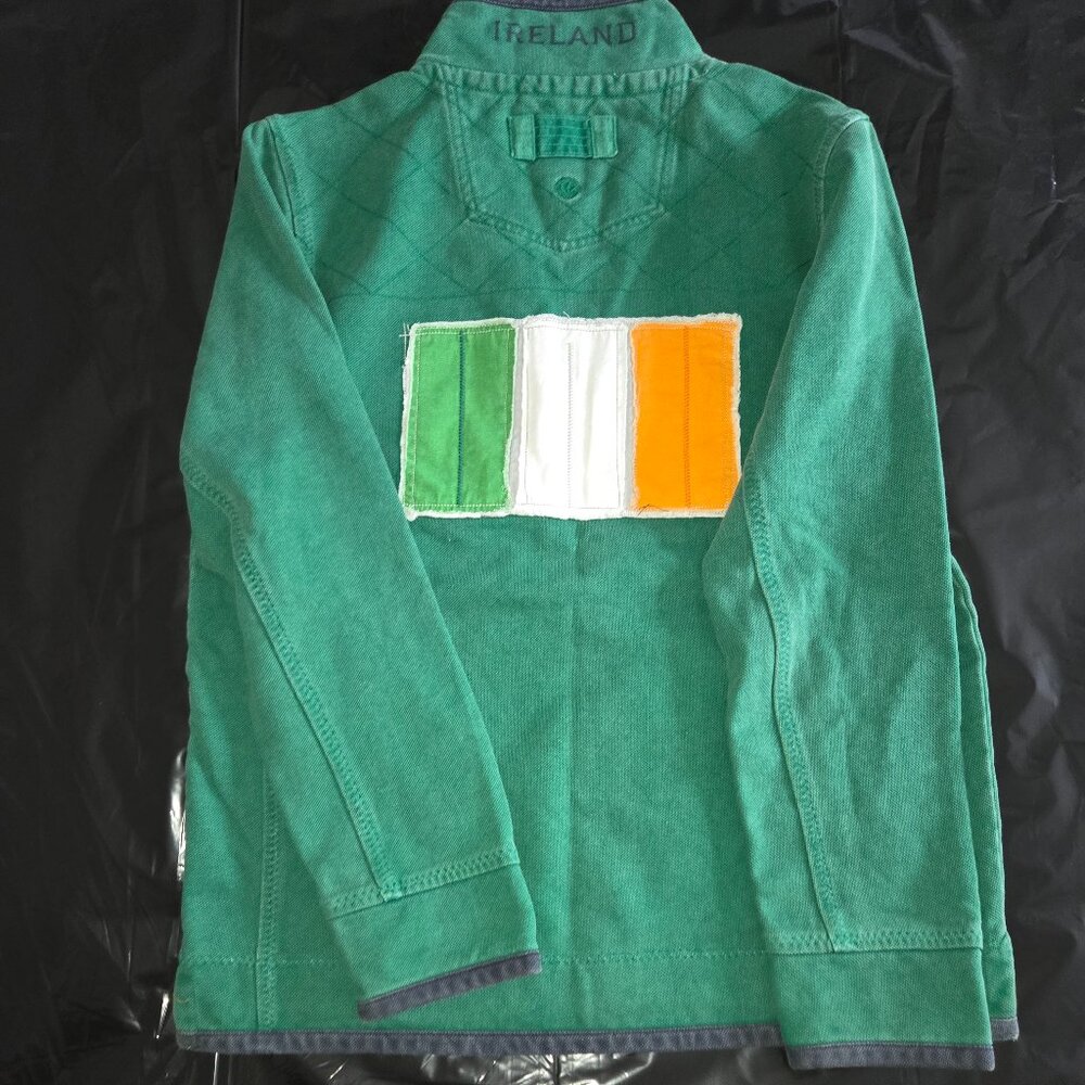 Fat Face Airlie Men 1/4 Zip Sweatshirt Canvas - Ireland Green Med w/  Irish flag